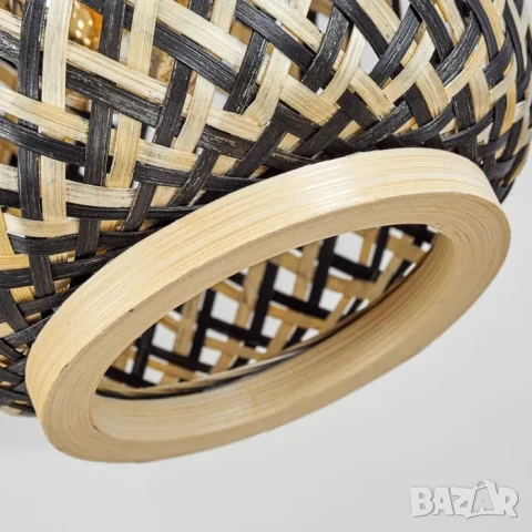 Полилей Лампа VENUS ратанова с три глави винтидж 50 см черна основа, снимка 6 - Лампи за таван - 51423444