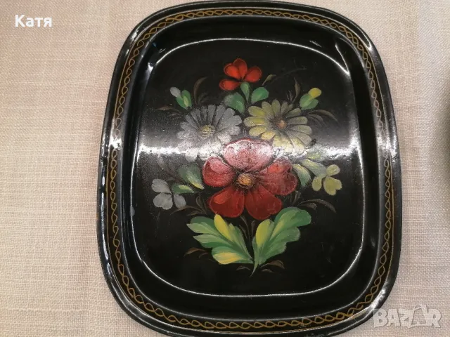 Жостовска живопис  ръчно рисувани метални подноси СССР, снимка 3 - Други - 50374170
