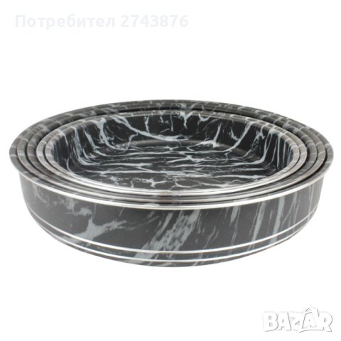 КРЪГЛИ ТАВИ КОМПЛЕКТ - 5 БР. EK-28-30-32-34-36 ЧЕРНО БЯЛ МРАМОР, снимка 1