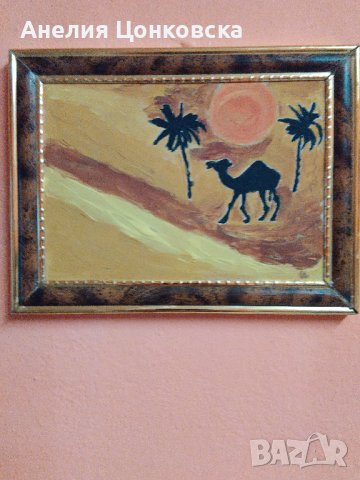  "Пустинен пейзаж" акрил върху дърво, снимка 3 - Картини - 37118457