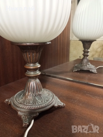 Красива ретро бронзова лампа, снимка 5 - Антикварни и старинни предмети - 52175470
