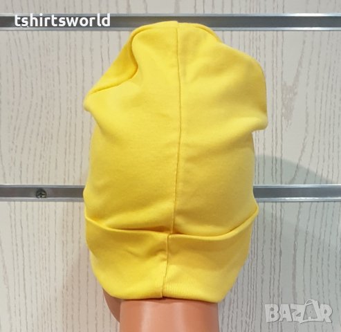 Нова дамска зимна шапка с подгъв в жълт цвят, снимка 5 - Шапки - 39325351