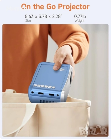 Мини проектор с WiFi и Bluetooth, преносим мини проектор за iPhone, външни филмови проектори, поддър, снимка 3 - Плейъри, домашно кино, прожектори - 52922422