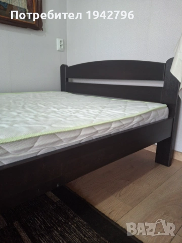 Легло - бук масив + матрак в идеално състояние, снимка 2 - Спални и легла - 53506752