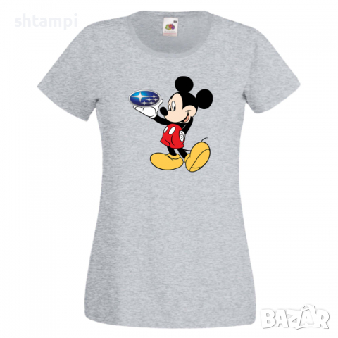 Дамска тениска Mickey Mouse Subaru .Подарък,Изненада,, снимка 3 - Тениски - 36529158