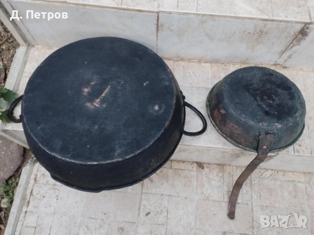 Стар меден тиган и медна тава с дръжки, снимка 10 - Антикварни и старинни предмети - 52237797