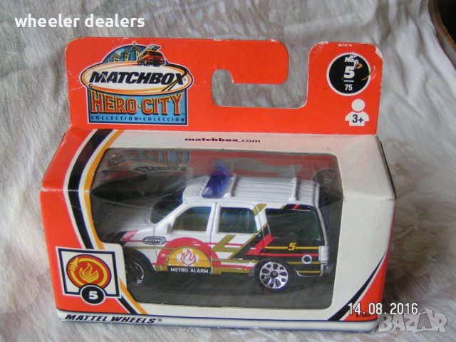 Метална количка Мачбокс Matchbox Ford Expedition Fire Chief