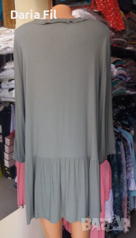 Зелена рокля с остро деколте и дълъг ръкав  в бохо стил , снимка 3 - Рокли - 38056542