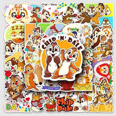50 бр Чип и Дейл самозалепващи лепенки стикери за украса декор картонена торта ръчна изработка, снимка 4 - Други - 44901099