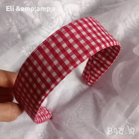 Диадема каре червено и бяло подвижна панделка 🎀, снимка 2 - Аксесоари за коса - 49345529