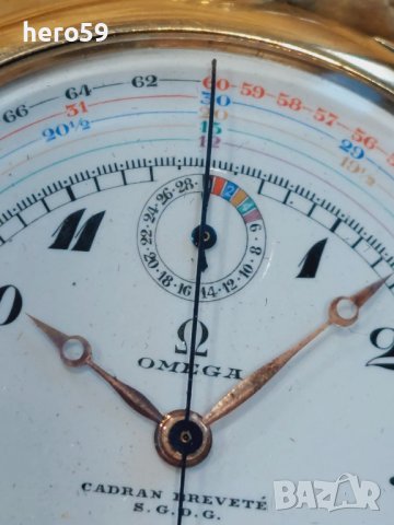 Джобен часовник Омега хронограф Златна 18к.Omega watch chrono-tachymetre Rare 18 carat yellow gold, снимка 16 - Мъжки - 43791330