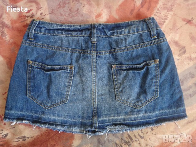 Дънкова пола отпред с копчета, снимка 2 - Поли - 27587384