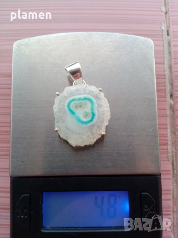 Сребърна висулка със син ахат, снимка 2 - Колиета, медальони, синджири - 33195070