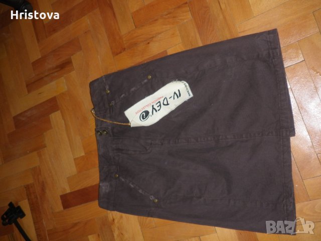 Дънкова пола - цвят кафе, снимка 3 - Поли - 32757155