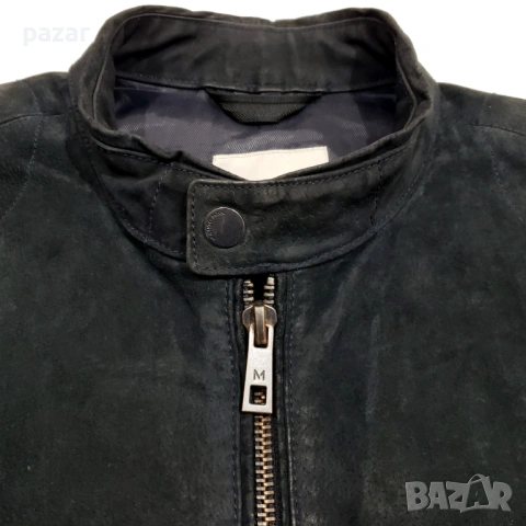Mango Мъжко Кожено Яке Велур Естествена Кожа Тъмно Синьо L-XL, снимка 3 - Якета - 53513778