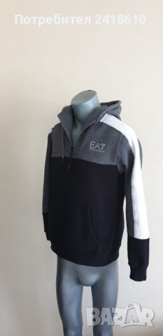 Emporio Armani EA7 Hoodie Half Zip Mens Size 50/L ОРИГИНАЛ! Мъжки Суичер!, снимка 15 - Спортни дрехи, екипи - 40802827