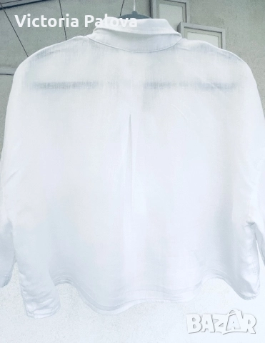 Ленена блуза/риза кроп камбанка, снимка 5 - Ризи - 51462250