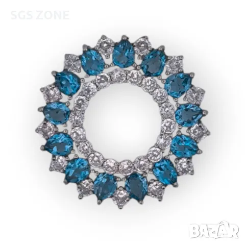 Сребърна Висулка с Топаз/Мултисапфир, снимка 5 - Колиета, медальони, синджири - 49870717