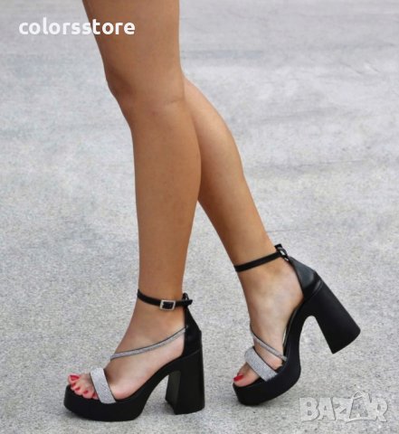 Сандали на ток - черна кожа - DL85, снимка 3 - Сандали - 32882324