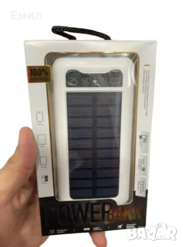 Преносима батерия Power bank с вграден соларен панел,10000 mAh, снимка 2 - Оригинални батерии - 47703033