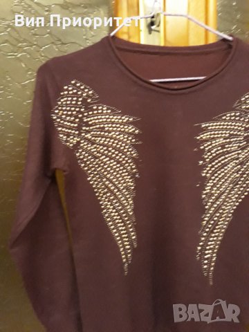 блуза с дълъг ръкав вишнева, снимка 4 - Блузи с дълъг ръкав и пуловери - 34825026