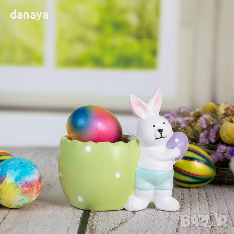 4602 Керамична поставка за яйце Зайче, снимка 2 - Декорация за дома - 44876321