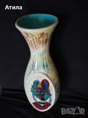 ваза ръчно рисувана 32 см, снимка 3 - Антикварни и старинни предмети - 50709628