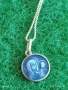 Сребърна верижка с медальон Богородица с младенеца син емайл 53069, снимка 6