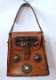 Българска винтидж ретро дамска чанта ръчна естествена дебела кожа соц, снимка 1