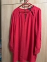 Ефектна червена копринена рокля-блузон, снимка 1