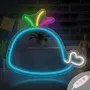 LED неонова табела Blue Whale за стенен декор, захранване от USB с димер, снимка 1