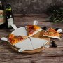 Порцеланово плато за сервиране на пица с бамбукова поставка, снимка 1 - Аксесоари за кухня - 40005310