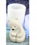 3d Бяла полярна мечка мече силиконов молд форма фондан шоколад гипс смола свещ сапун декор, снимка 1