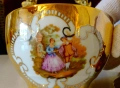 Захарница баварски порцелан,злато,картина,200 мл. , снимка 5