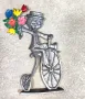 Стара романтична метална фигурка - колоездач, снимка 3