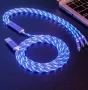 Универсален светещ троен кабел с накрайници за iPhone, TYPE C и microUSB. , снимка 6