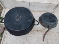 Стар меден тиган и медна тава с дръжки, снимка 10