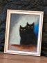 Семеен портрет, черни котки, картина въглен, снимка 3