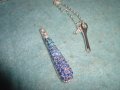 СТАРИ ПОСРЕБРЕНА НЕЖНА ВЕРИЖКА и ВИСУЛКА с КРИСТАЛИ 25168, снимка 7