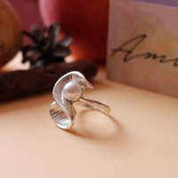 Уникален сребърен пръстен с перла - модел R025A, снимка 6 - Пръстени - 30464644