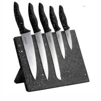 Комплект 5 ножа върху магнитен блок, снимка 1 - Прибори за хранене, готвене и сервиране - 38543212