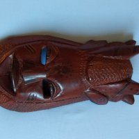 Стара африканска махагонова маска, снимка 2 - Антикварни и старинни предмети - 43946341