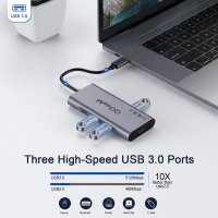 QGeeM USB C Hub 7 в 1 USB C, 4K HDMI ,PD 100 W , 3 Х​ USB 3.0 порта, SD/TF четец на карти, снимка 3 - Други - 35110709