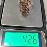 Стар дамски златен пръстен с диаманти, снимка 10 - Пръстени - 43574682