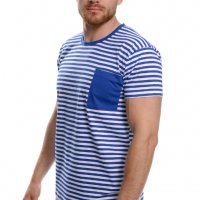 Нова мъжка моряшка тениска с джобче, снимка 2 - Тениски - 30528667
