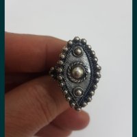 Сребърен пръстен филигран, снимка 4 - Антикварни и старинни предмети - 43307068
