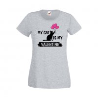 Дамска тениска Свети Валентин My Cat Is My Valentine 2, снимка 2 - Тениски - 35648328