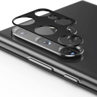 Стъклен протектор за камера S+ - Samsung Galaxy S22 Ultra 5G - черен, снимка 4 - Фолия, протектори - 43762919