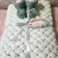 Ръчно плетена бебешка пелена завивка одеалце , снимка 1 - Спално бельо и завивки - 38738958