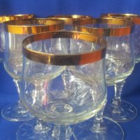 Ретро кристални чаши за алкохол, златен кант, столче, 6 бр , снимка 3 - Антикварни и старинни предмети - 37982466